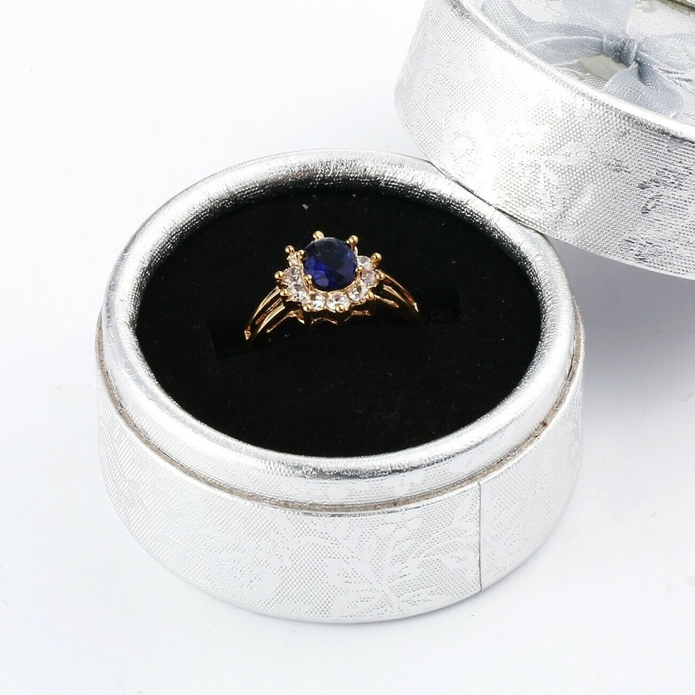 18 Carat Rose Gold Plated Blue Ring - Picture 2 of 8